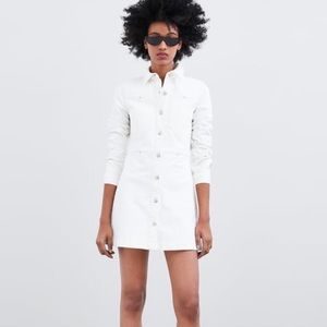 White Denim Button Up Dress
